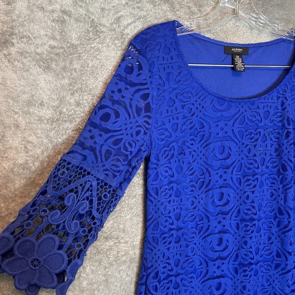 Alfani Dresses & Skirts - Alfani Women Crochet Shift Dress PM Royal Blue Wedding Guest Romantic Feminine